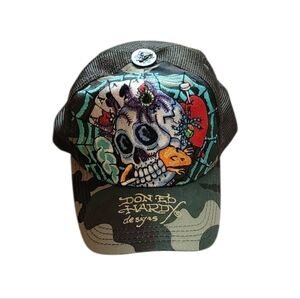 Vintage Men's Ed Hardy Skull Trucker Hat